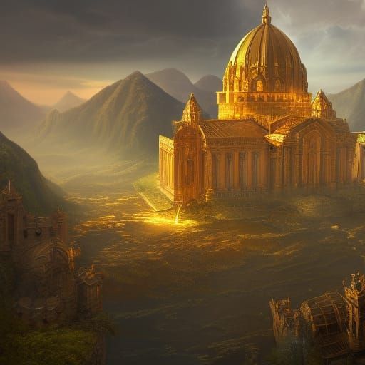 Golden Ancient Faith: Detailed Matte Painting