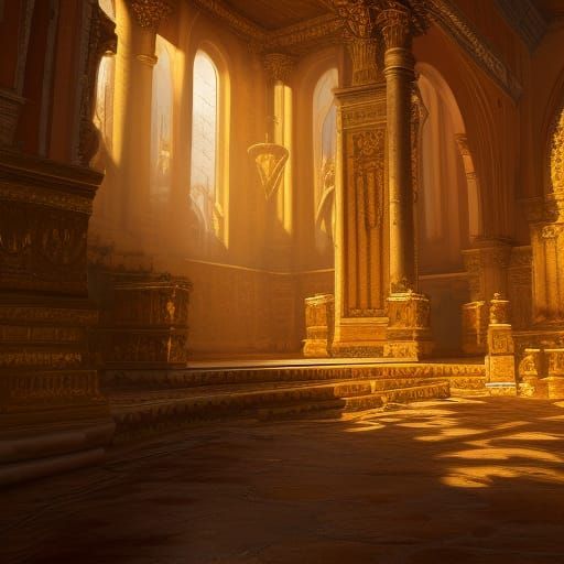 Ornate Golden Temple Interior: Fantasy Concept Art