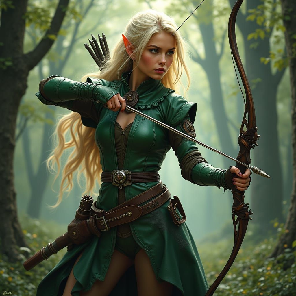 Photorealistic Elf Warrior in Mystical Forest