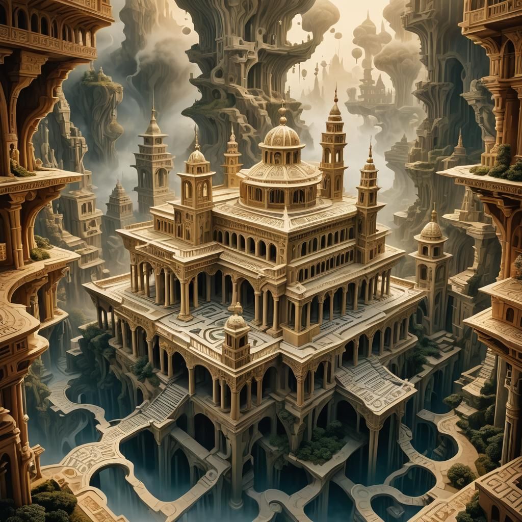 Invisible Temple Connecting Consciousnesses in Surrealist St...