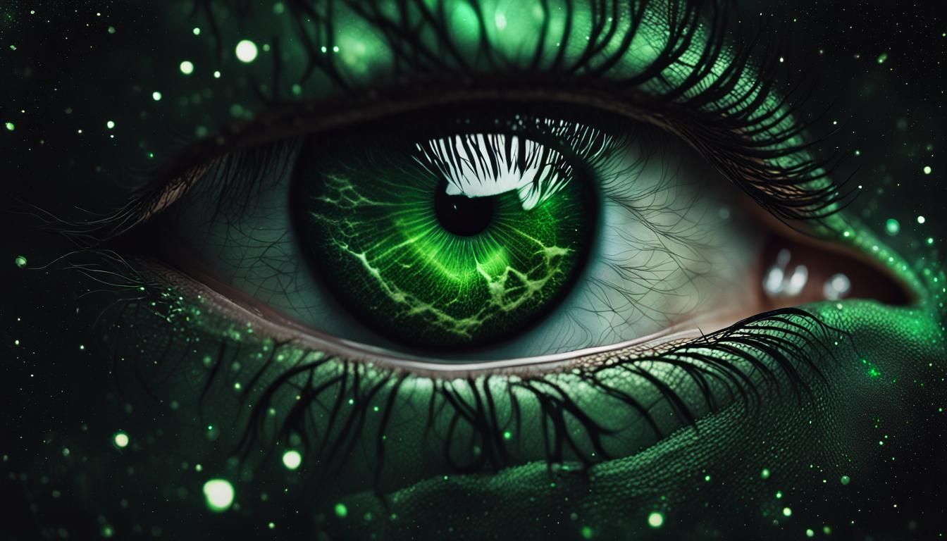 Surreal Eyes Reflecting a Galaxy in Monochrome