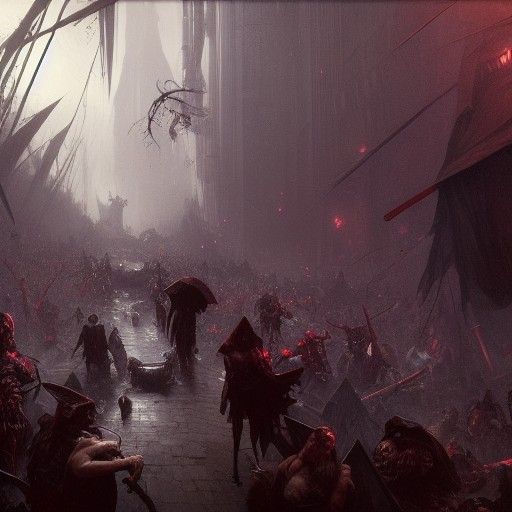 Dark Fantasy Masterpiece in Purple and Yellow