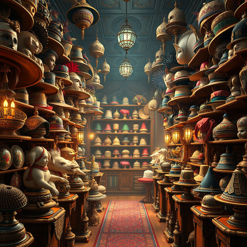 Eclectic Hat Store with Hats from Around the World