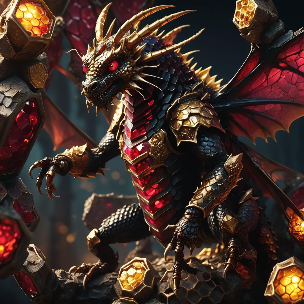 Dragon Bee with Ruby in Medieval Fantasy Art