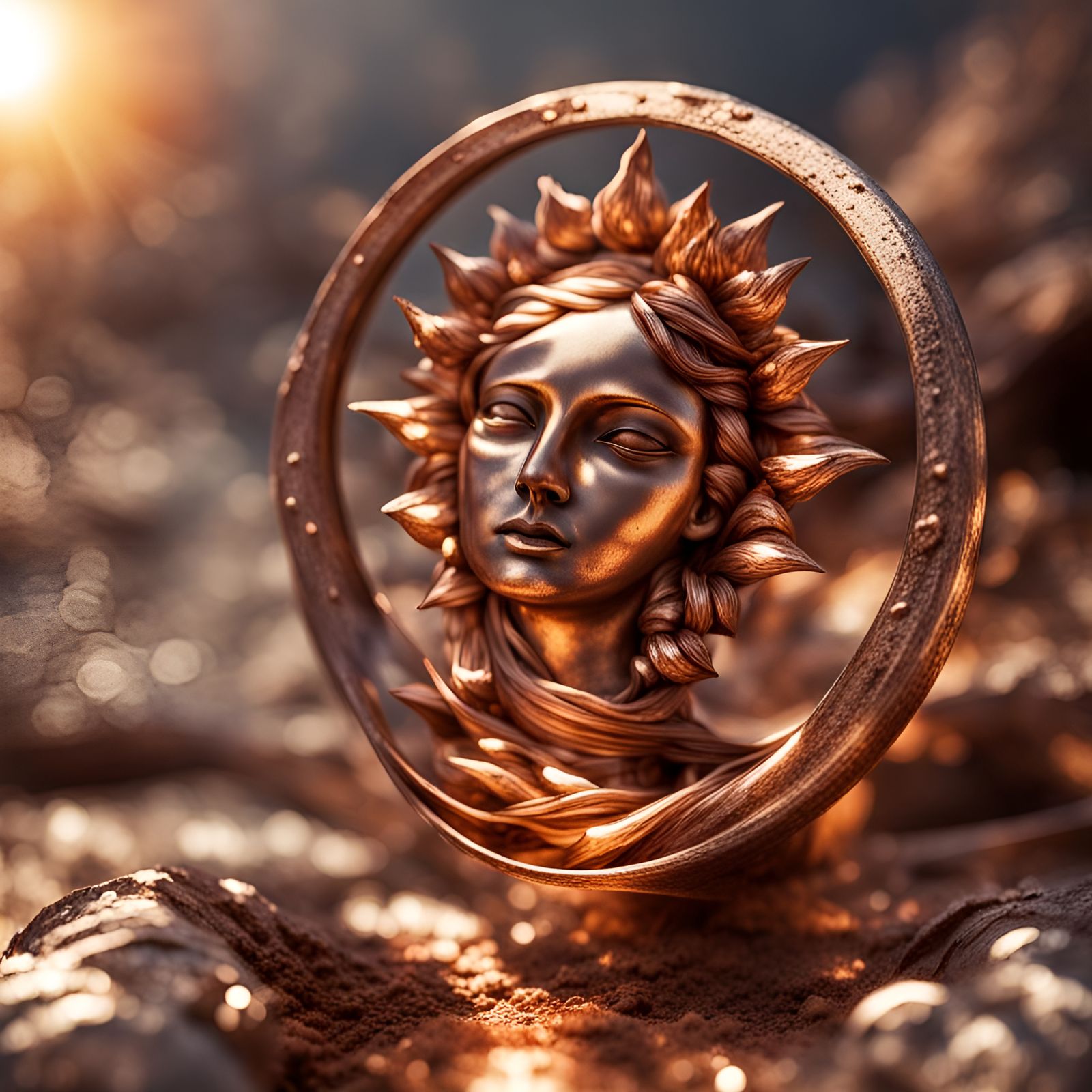 Burning Metal Masterpiece in Divine Sunshine