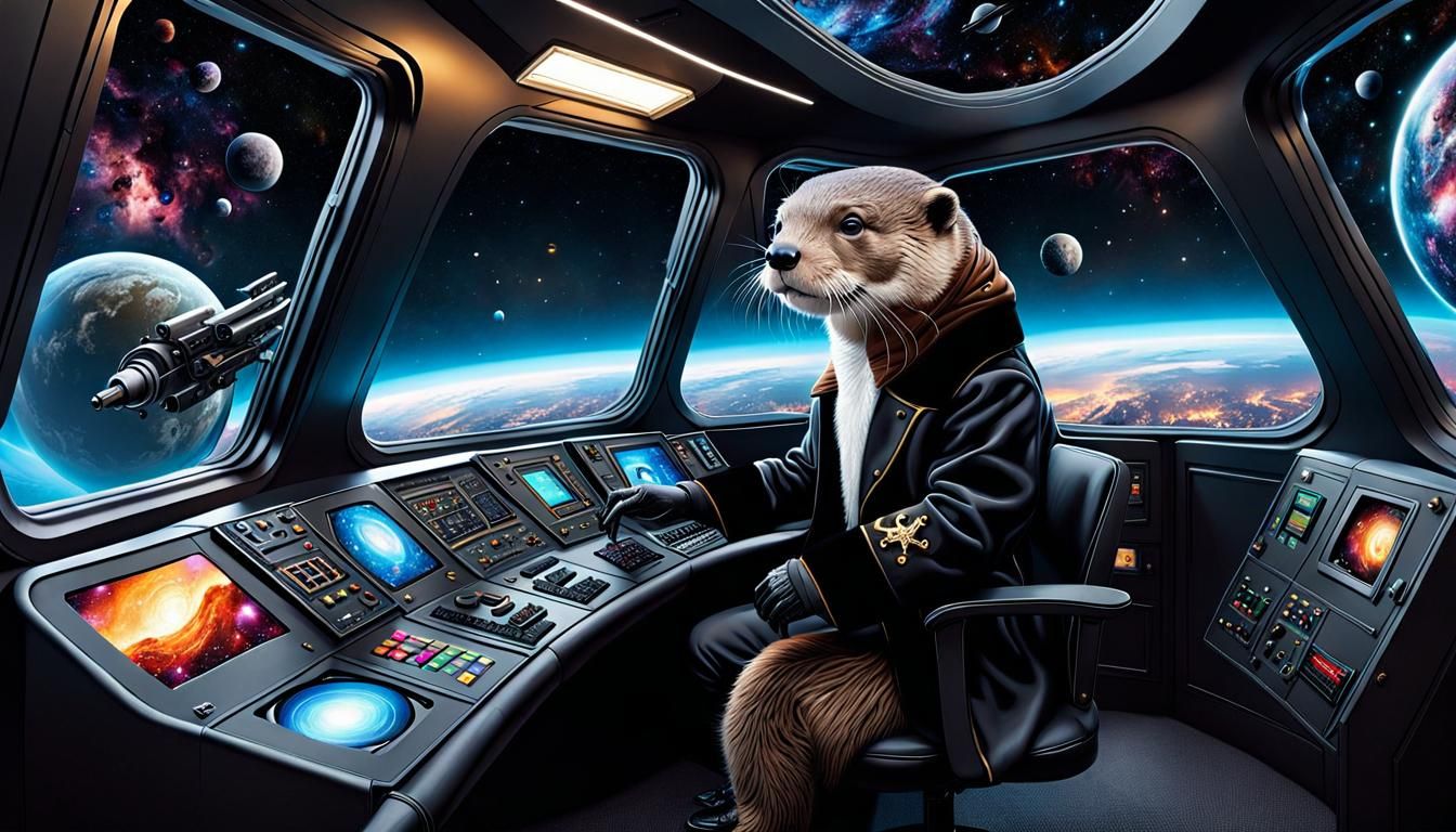 Surreal Space Pirate Otter at Controls