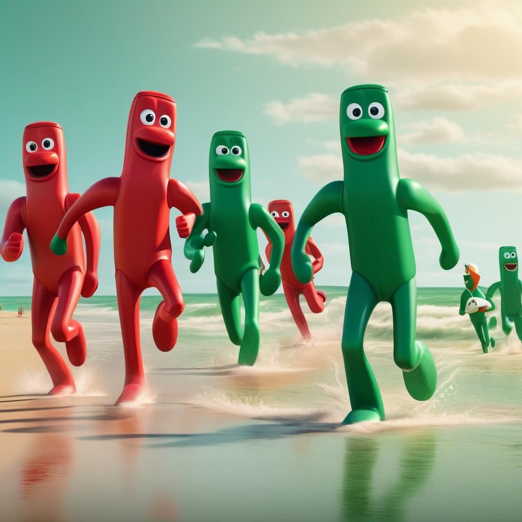 Green Gumby Beach Rescue: 3D Digital Art