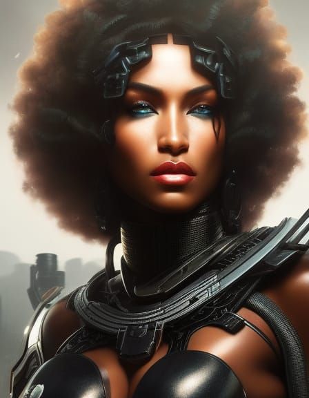 Exotic Cyberpunk Afro Beauty