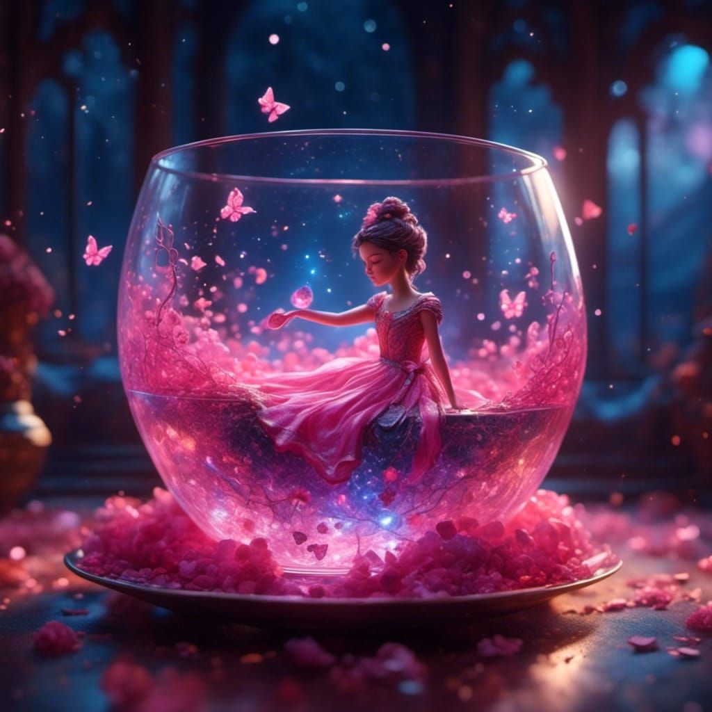 Girl in a Glass Cup: Detailed Matte Painting