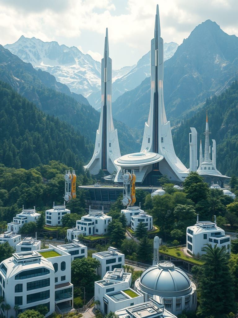 Futuristic Earth 2 Settlement with Neon Lights