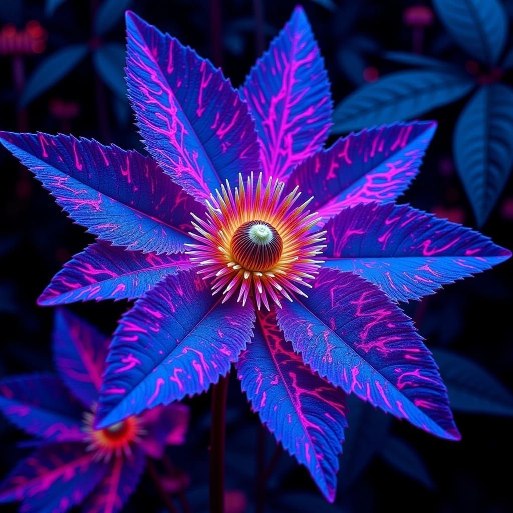 Bioluminescent Clematis in Extreme Close-Up Photograph