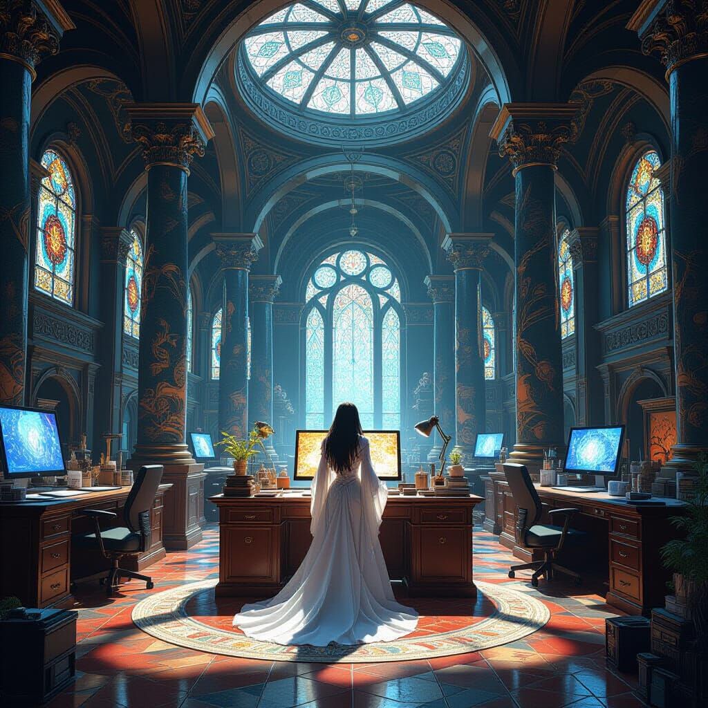 Epic Artist Studio with Futuristic Elements