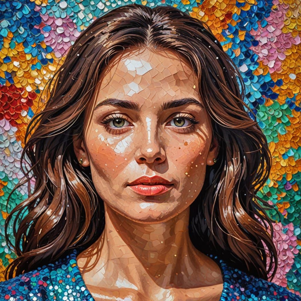 Glamorous Portrait in Neo-Impressionist Style