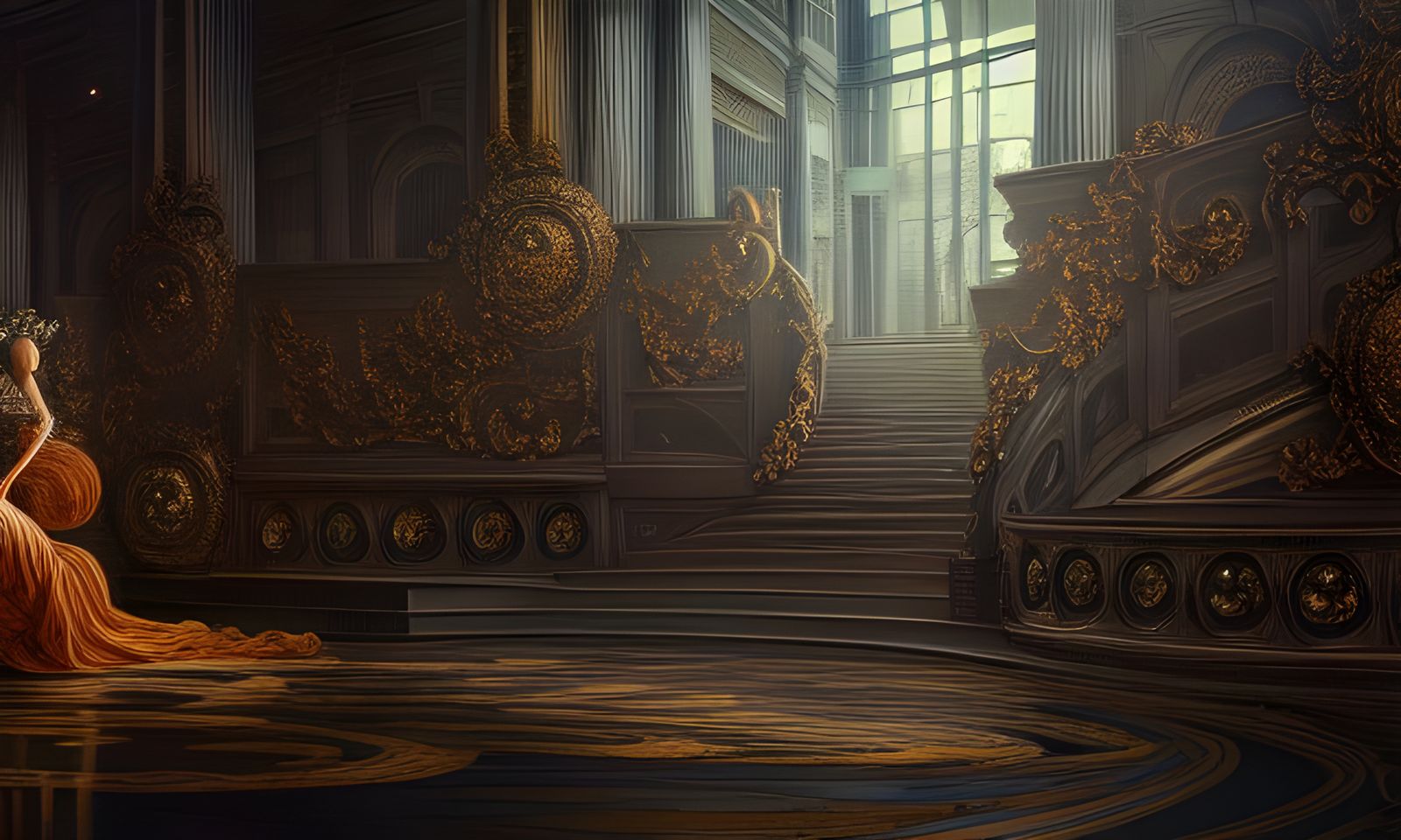 Intricate Rococo Steel Computational Scene