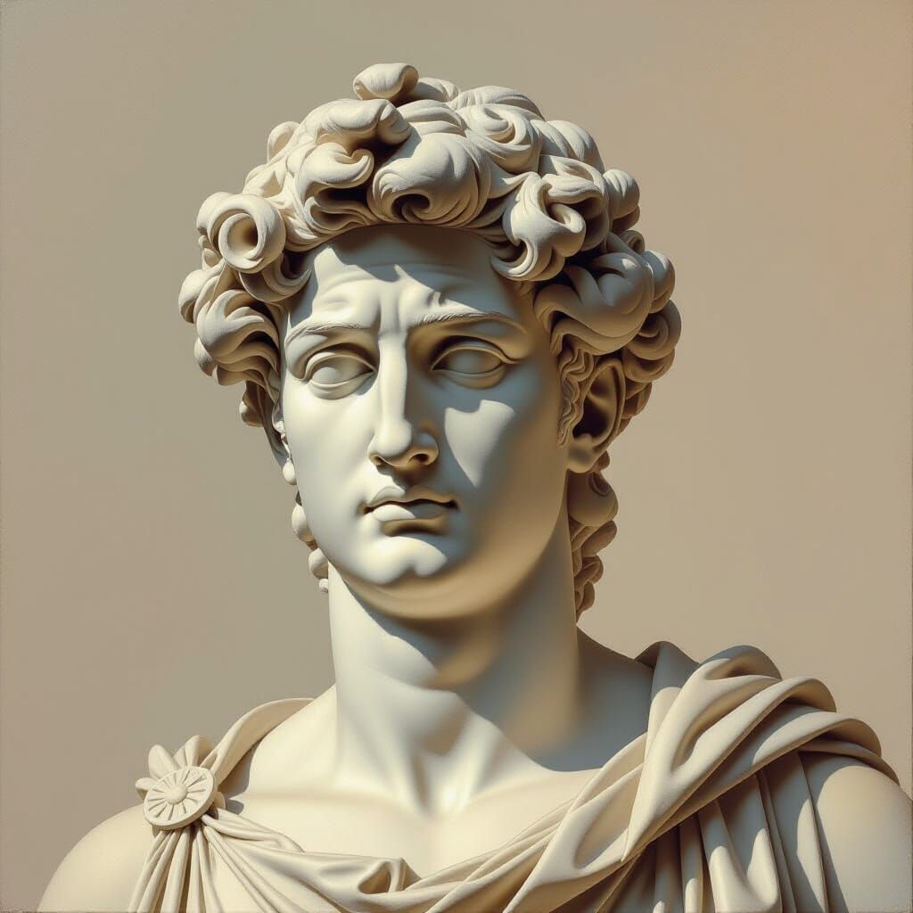 Classical Statue Comes Alive in Hyper-Detailed Gouache Paint...