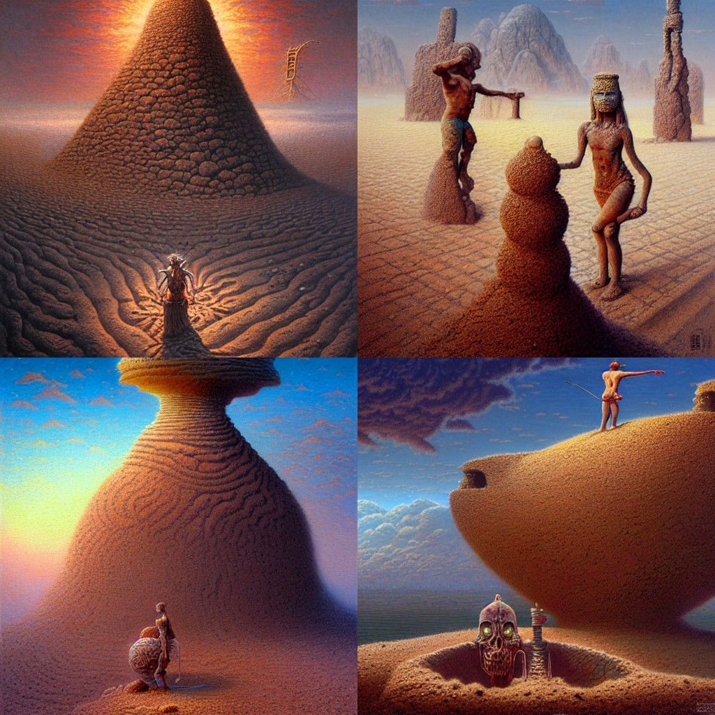 Surreal Idol in Blood Field: A Dark Landscape