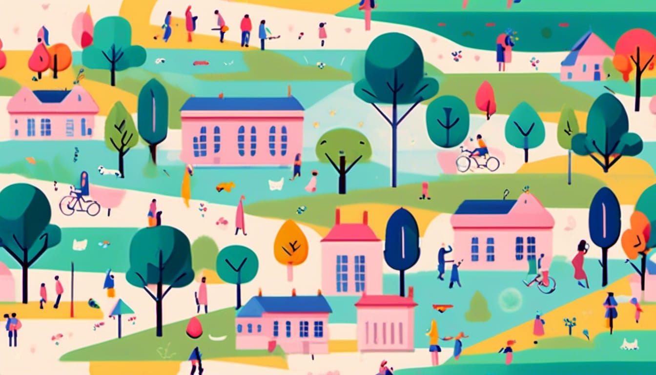Cheerful Park Scene in Vibrant Flat Design