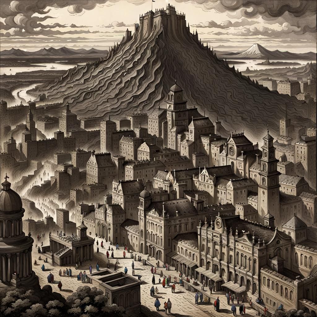 Volcanic Eruption Engulfs City: Dramatic Digital Painting