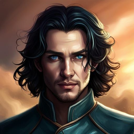 Handsome Half-Elf Rogue with Pale Skin and Blue Eyes