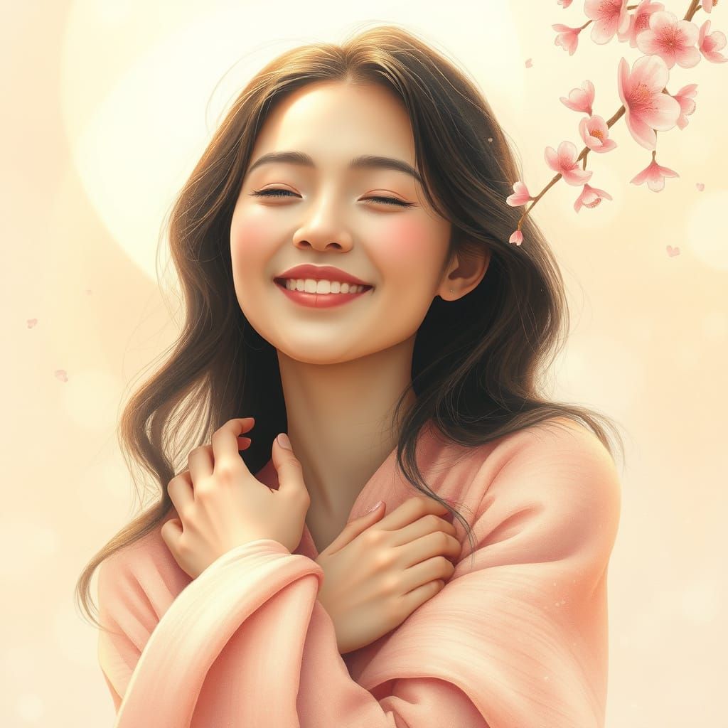 Serene Woman Radiates Inner Peace and Love