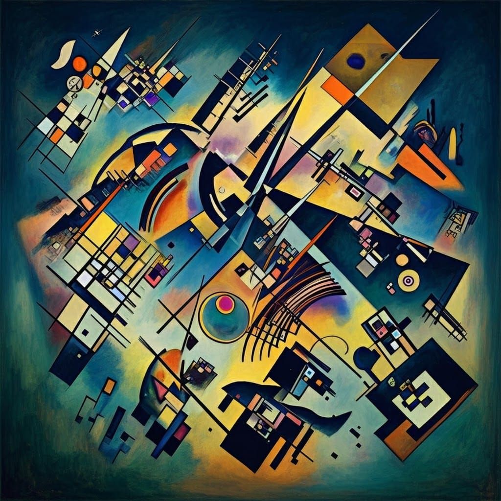 Wassily Kandinsky (Abstract Art) vibrant, abstract compositi...