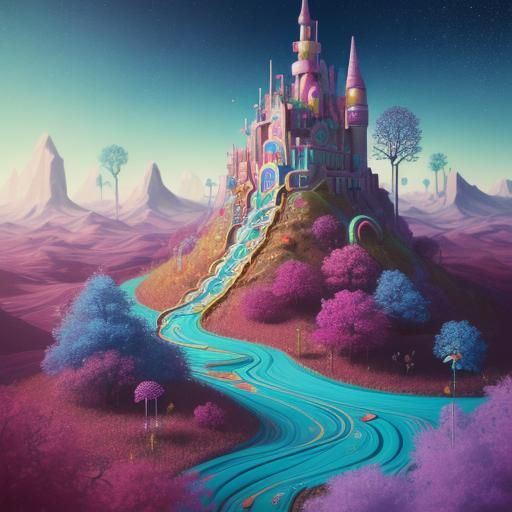 Colorful Candyland Lollipop Tree in Digital Art Style