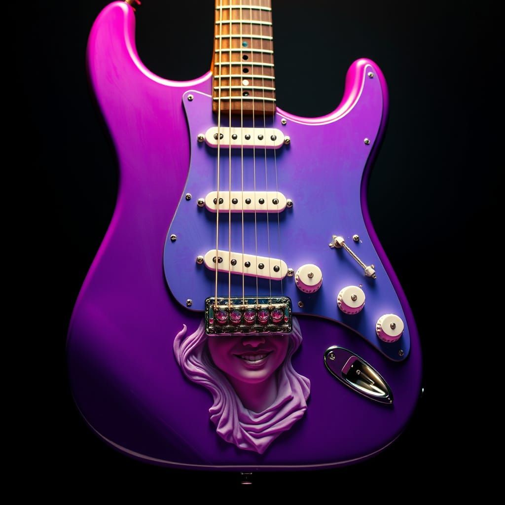 Ocean Purple Haze Fender Stratocaster Guitar with Smiling Fa...