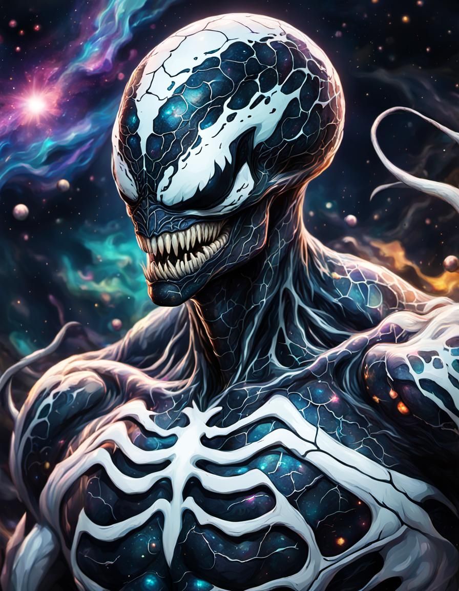 White Venom with Creepy Marks in Cosmic Style