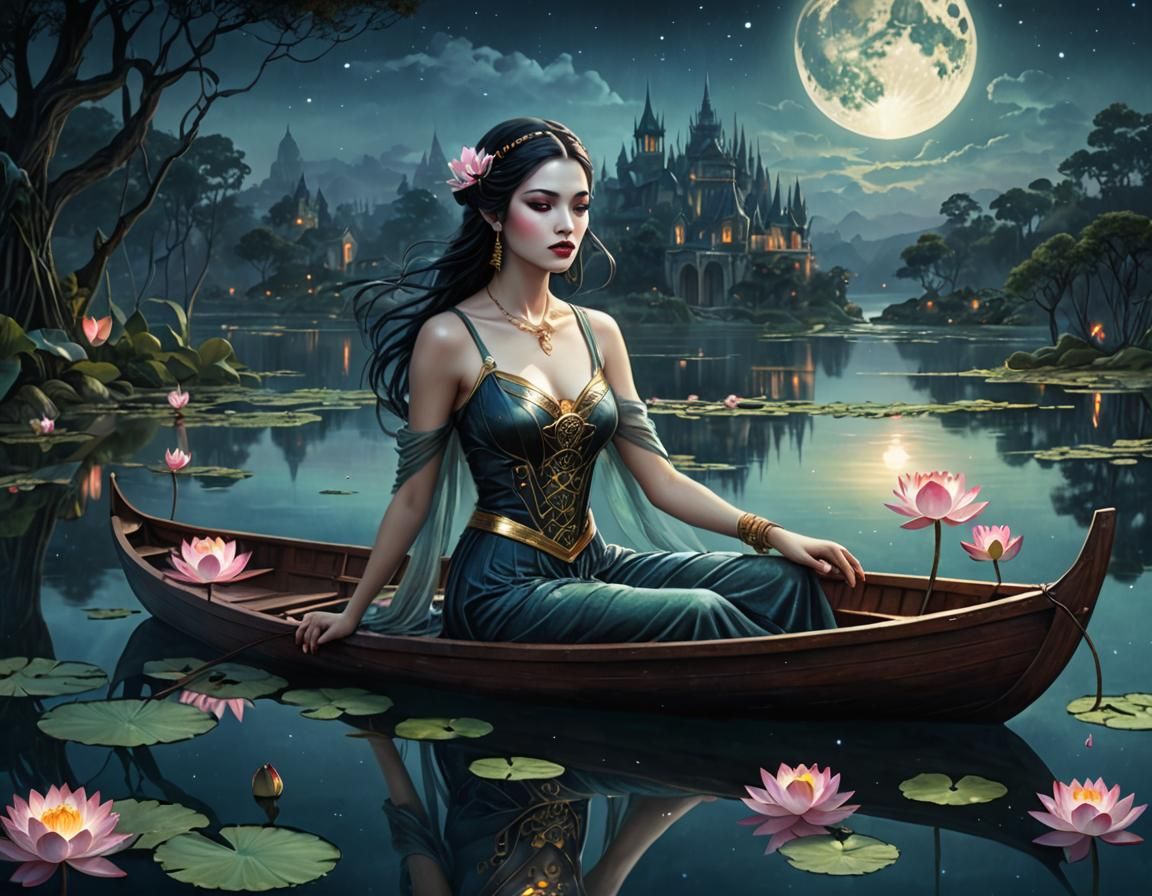 Lunar Goddess in Atlantis: Fantasy Digital Art