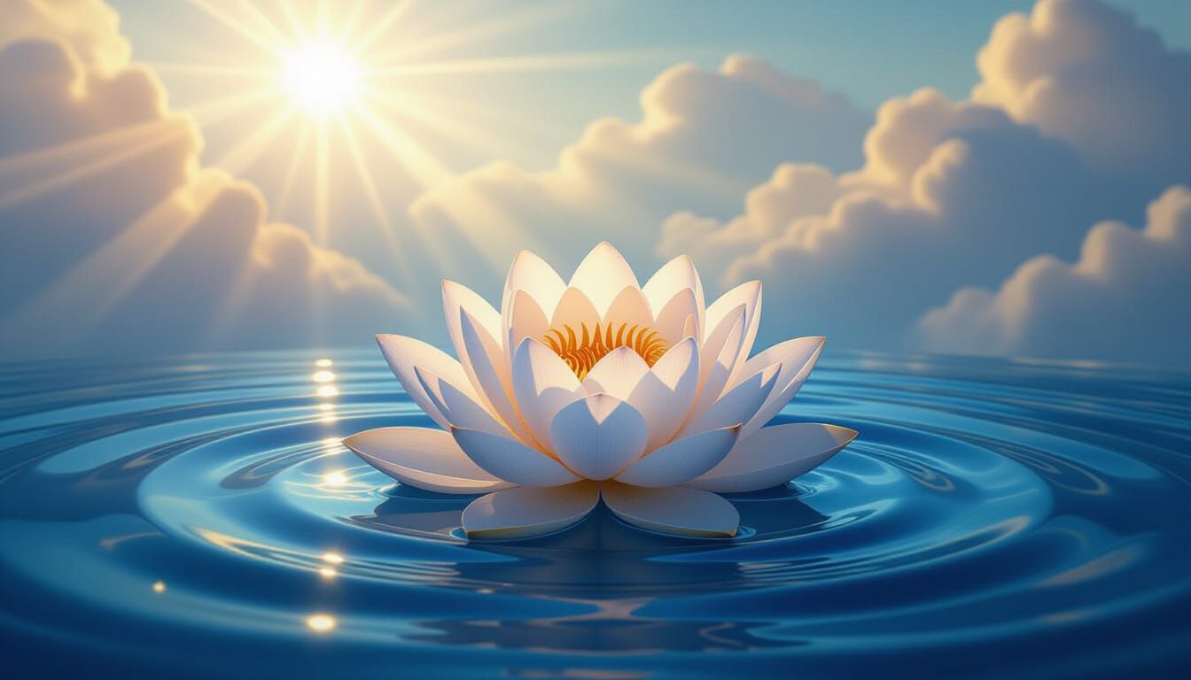 Serene Lotus Flower with Sacred Geometry