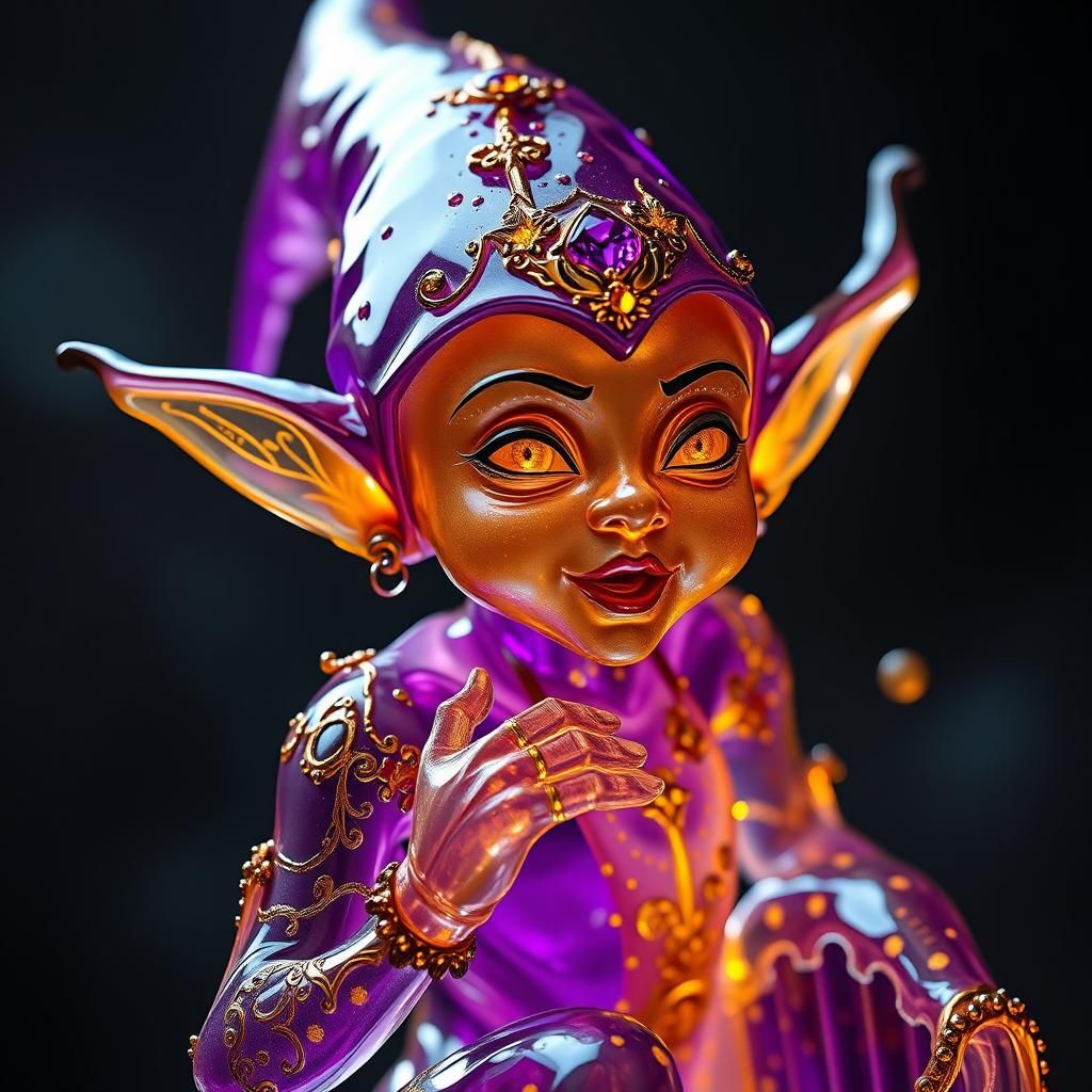 Glass Elf with Enameled Details, Dark Fantasy Art