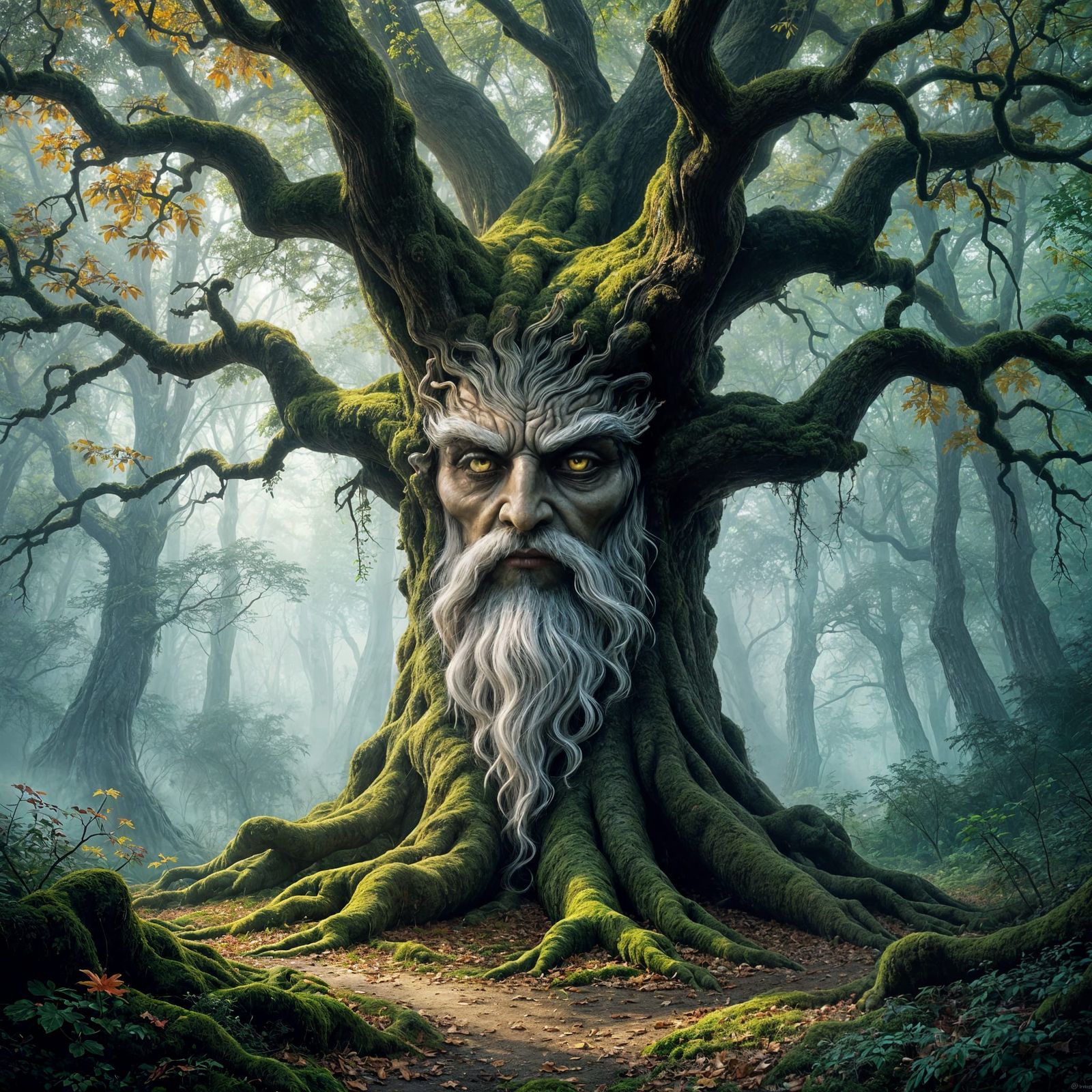 Mystical Forest Guardian in Matte Painting Style
