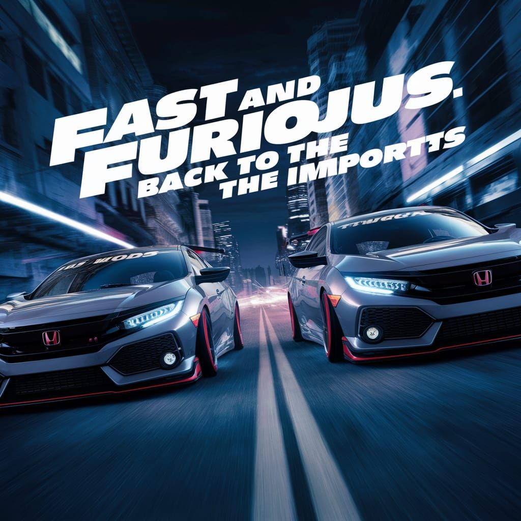 Fast and Furious: Imports Movie Poster in Neon Style