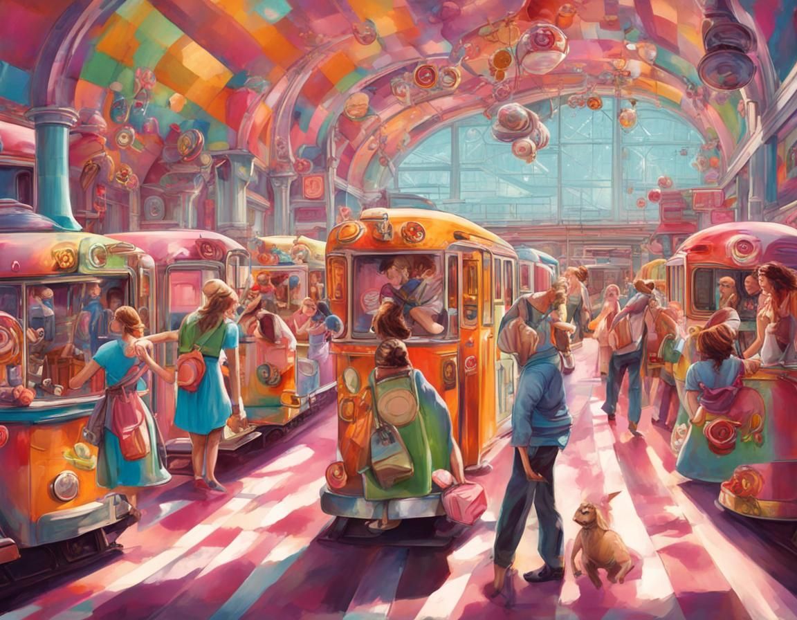 Chicago Union Station 1940s in Candy Art Style