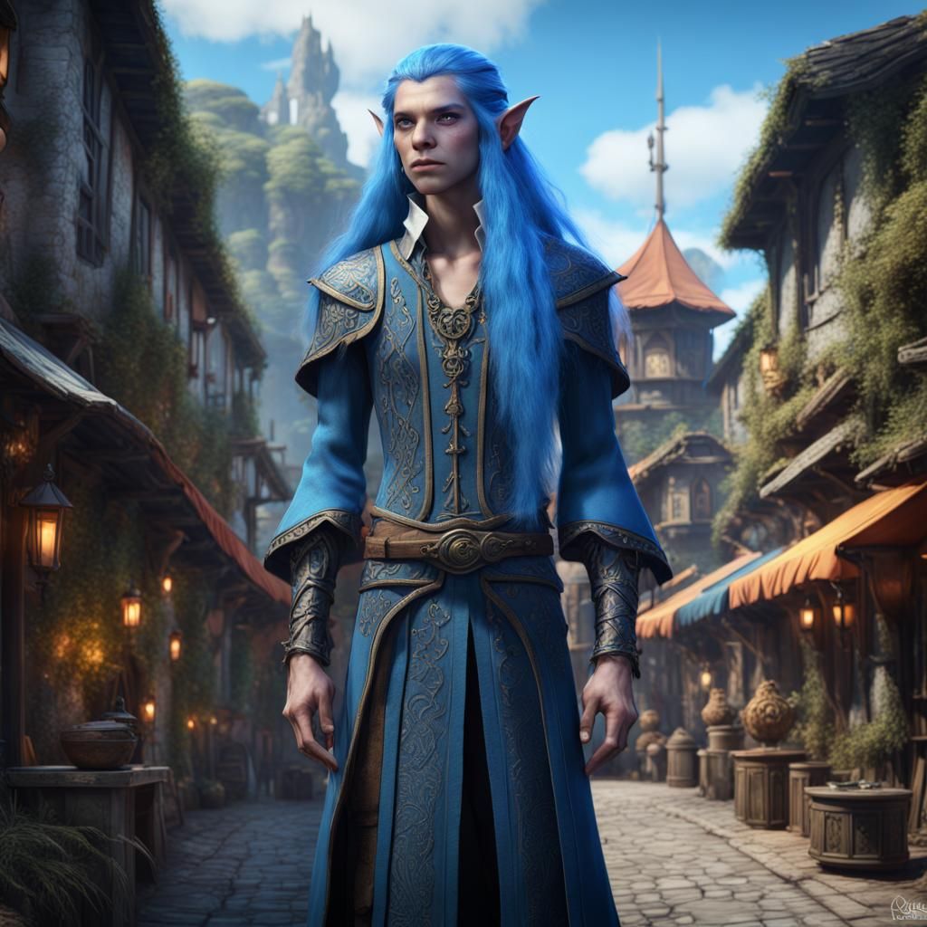 Regal Blue Elf in Island Trading Town