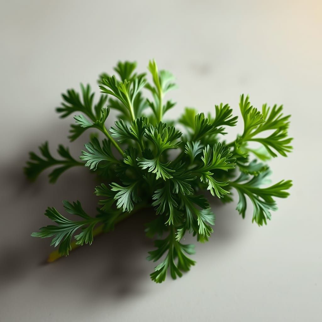 Ethereal Parsley Still Life in Watercolor Style