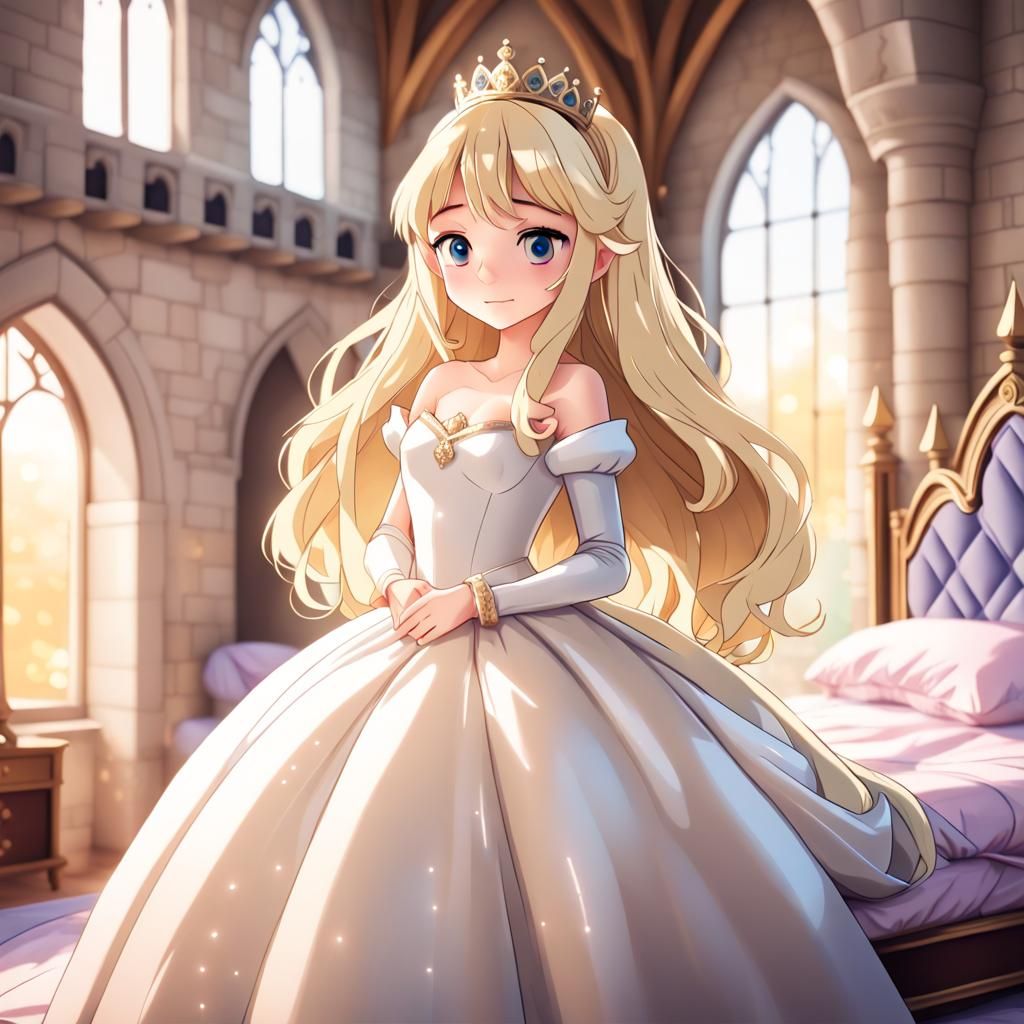 Anime Princess in Castle Bedroom with Bokeh