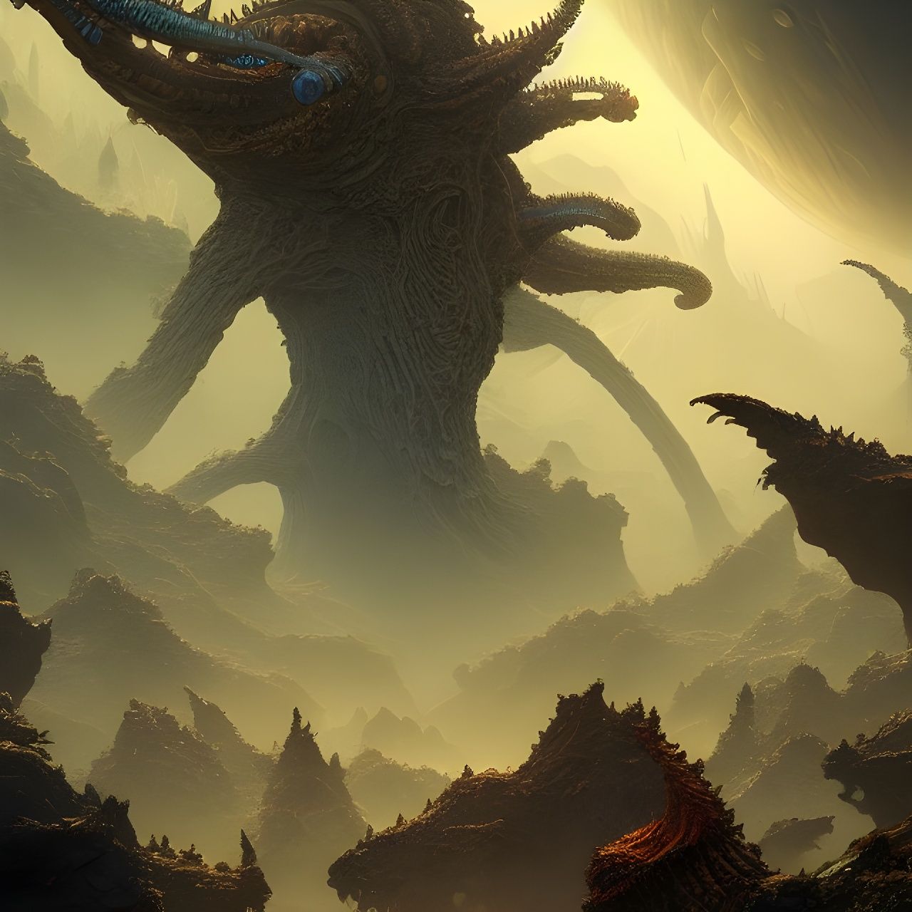 Alien Zoo on Distant Planet in Detailed Sci-Fi Style