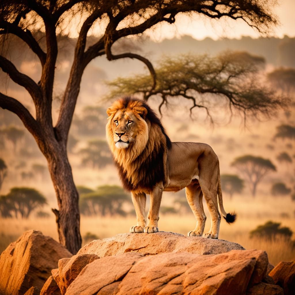 Majestic Lion on the Savannah: Wildlife Photography