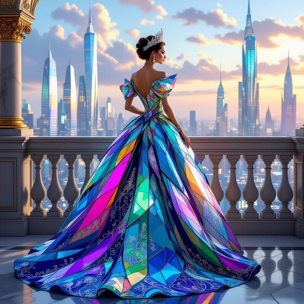 Regal Queen on Balcony Overlooking Glass City