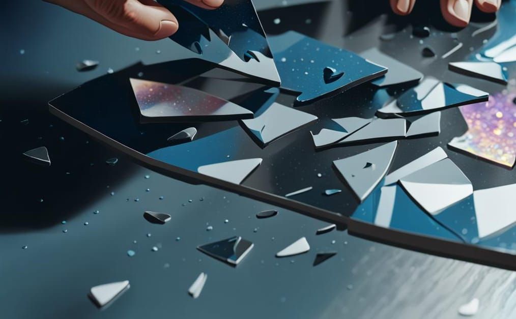 Psychedelic 3D Heart Shattered into Pieces