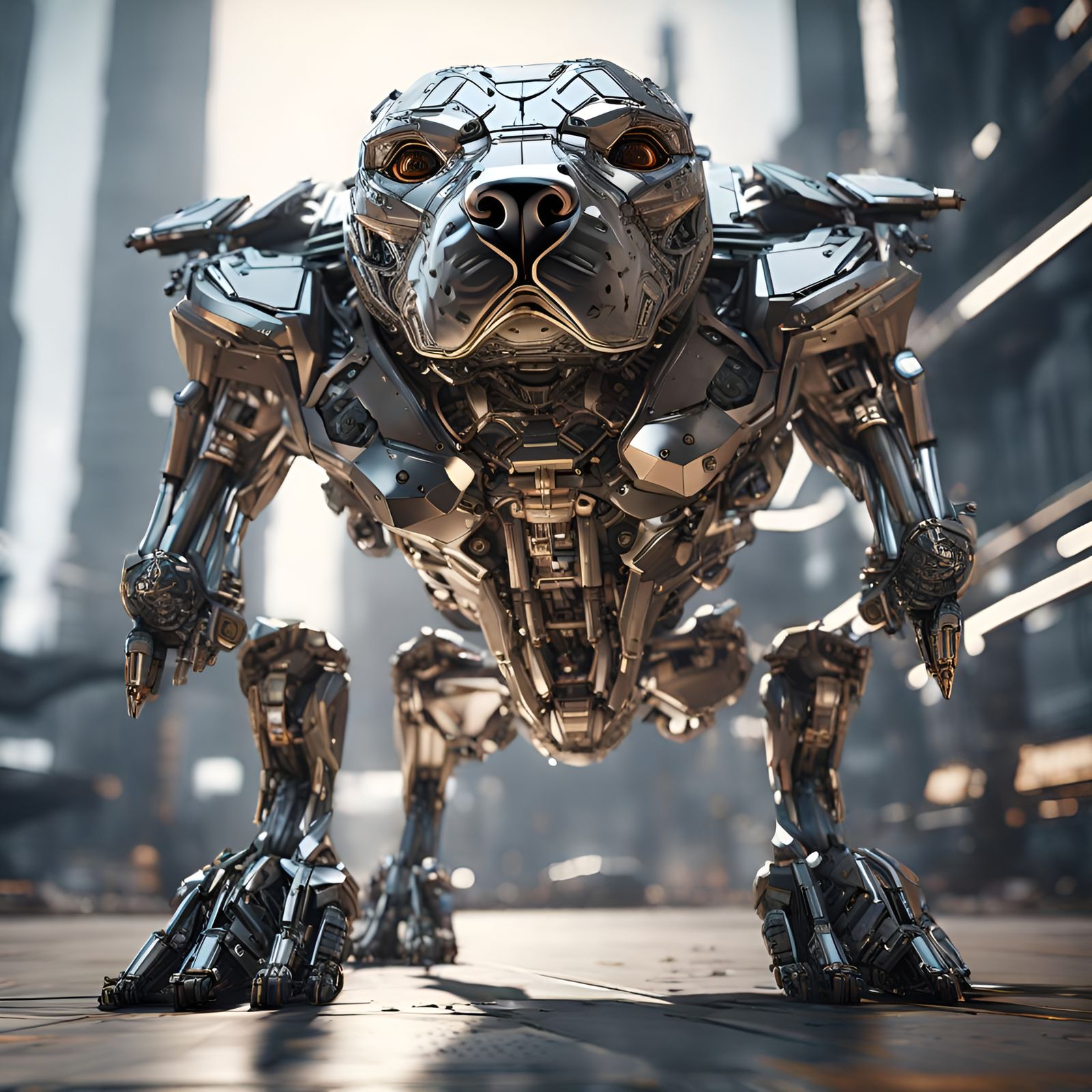 Aggressive Giant Pitbull with Intricate Mech Details