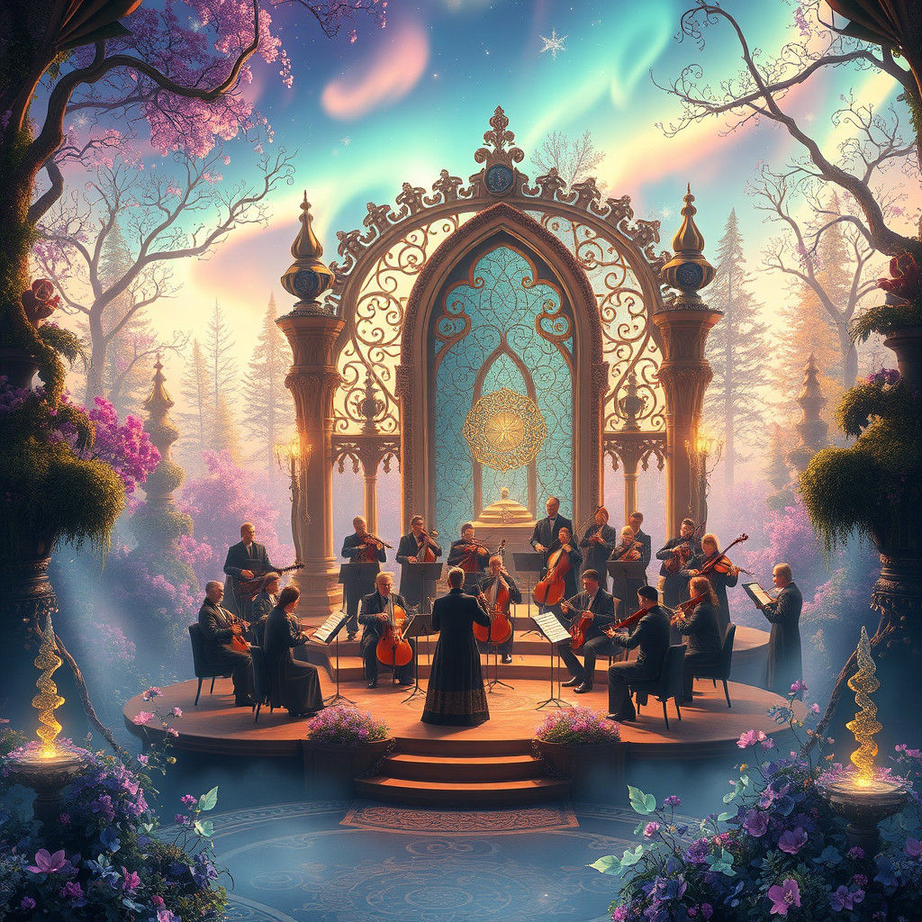Mystical Orchestra in Ethereal Dreamscape, Unreal Engine 5