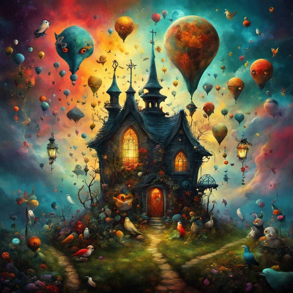 Spooky Colorful Flock in Storybook Style