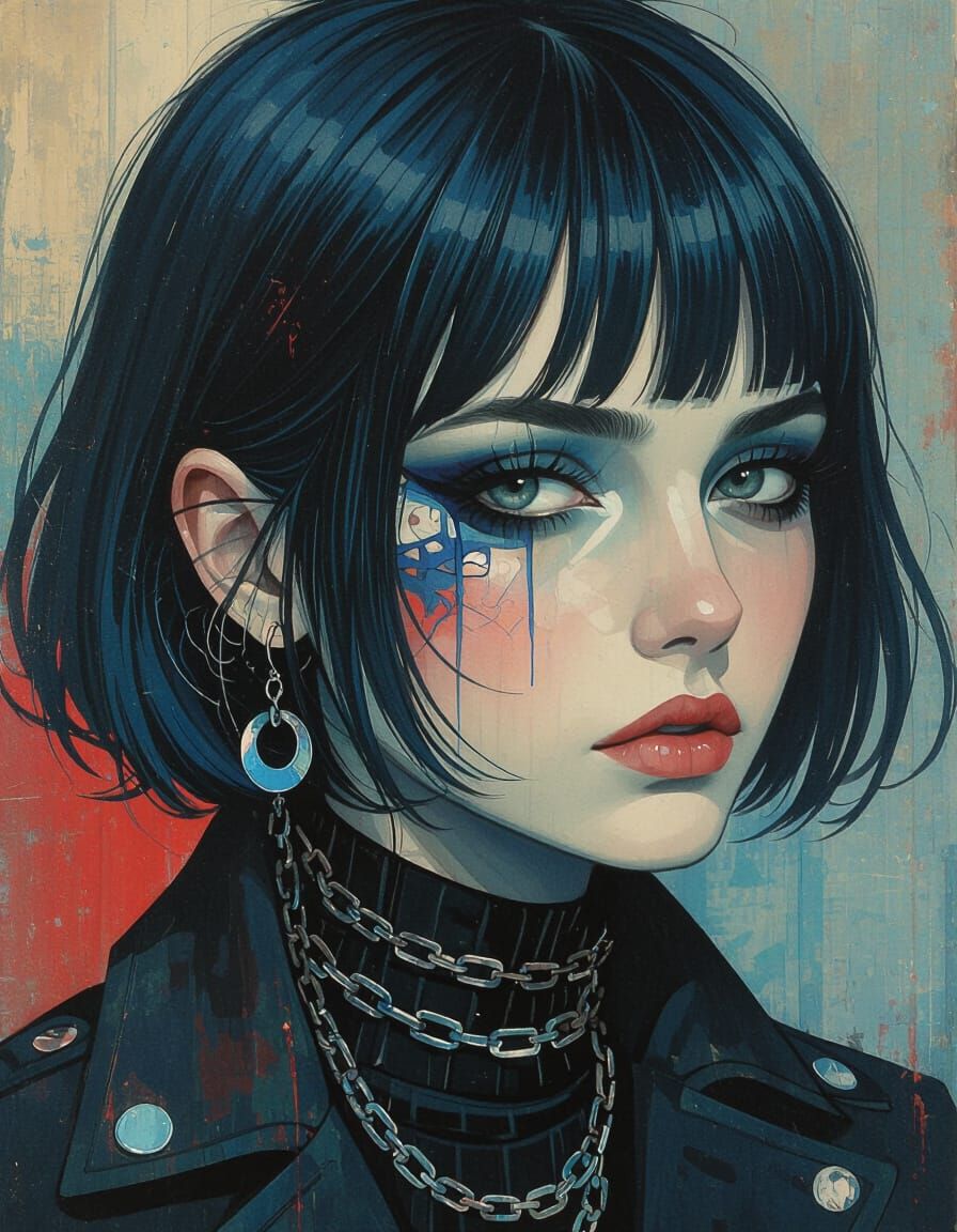 Gothic Portrait of a Melancholic Young Woman