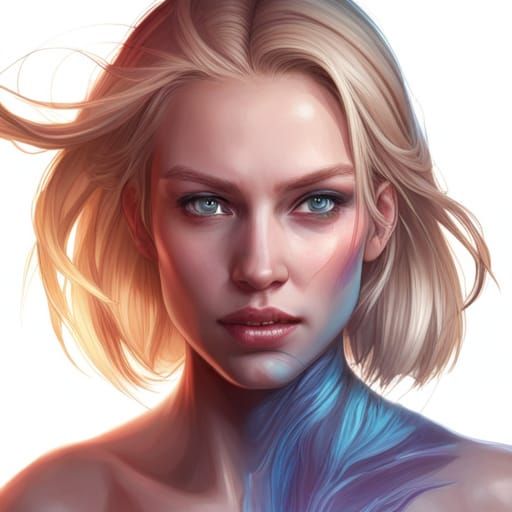 Detailed Portrait of Blonde Girl in Trending Art Style