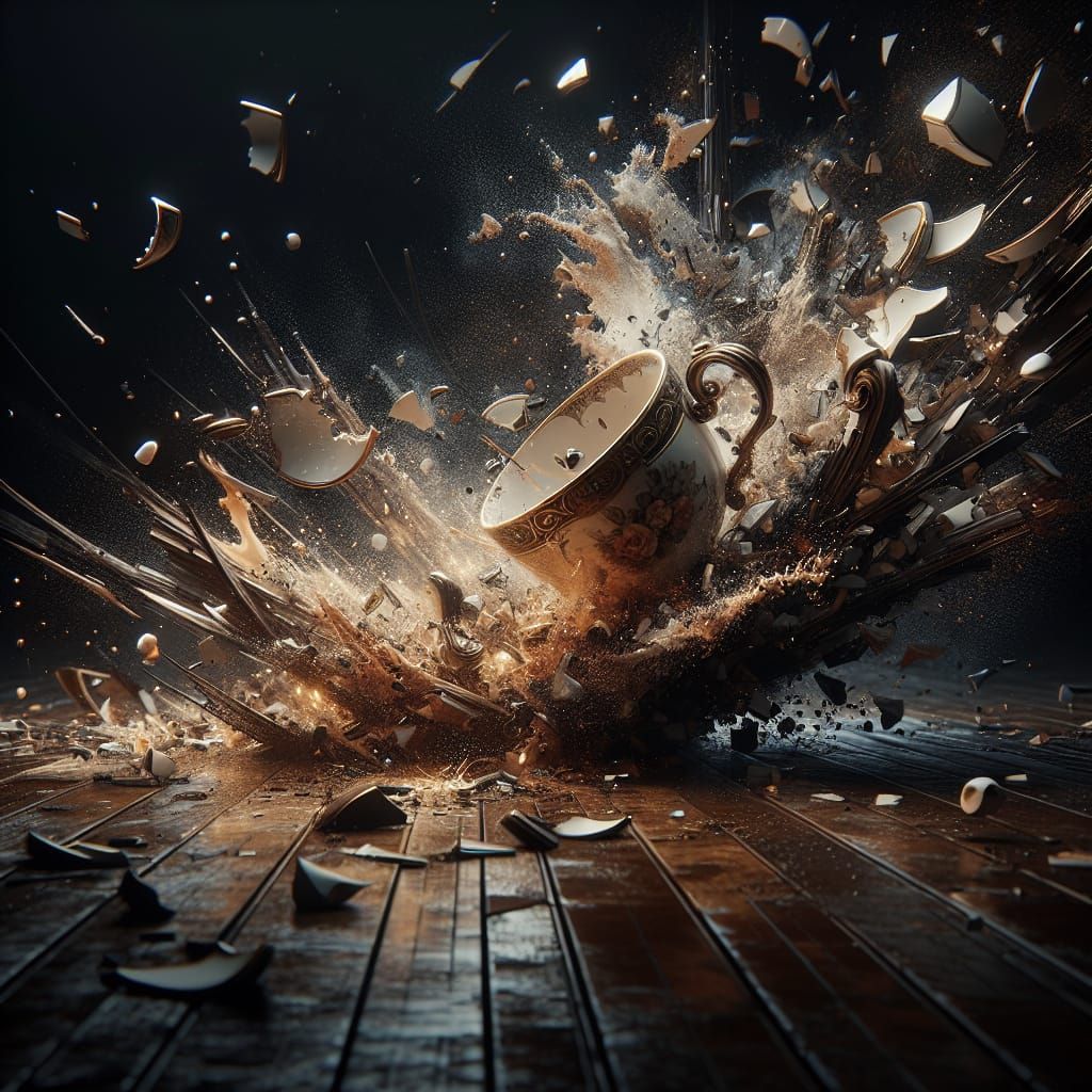 Teacup Shatters in Dramatic Digital Matte Painting