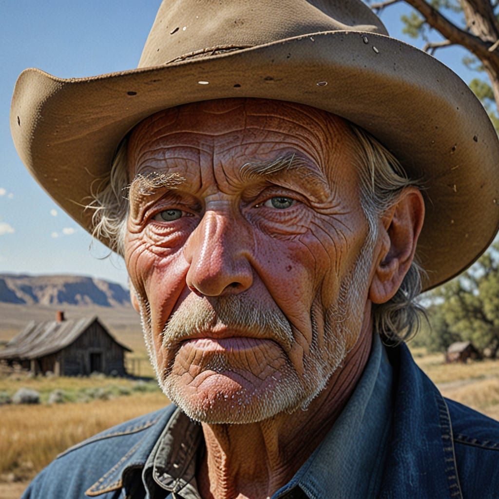 Weathered Cowboy in Sunset Glow