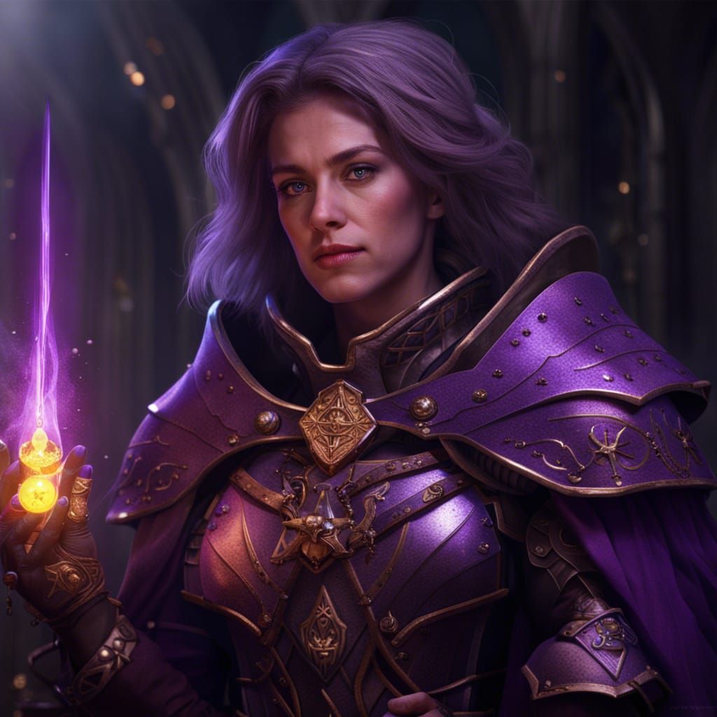 Female Crusader Wizard Portrait in Fantasy Art Style