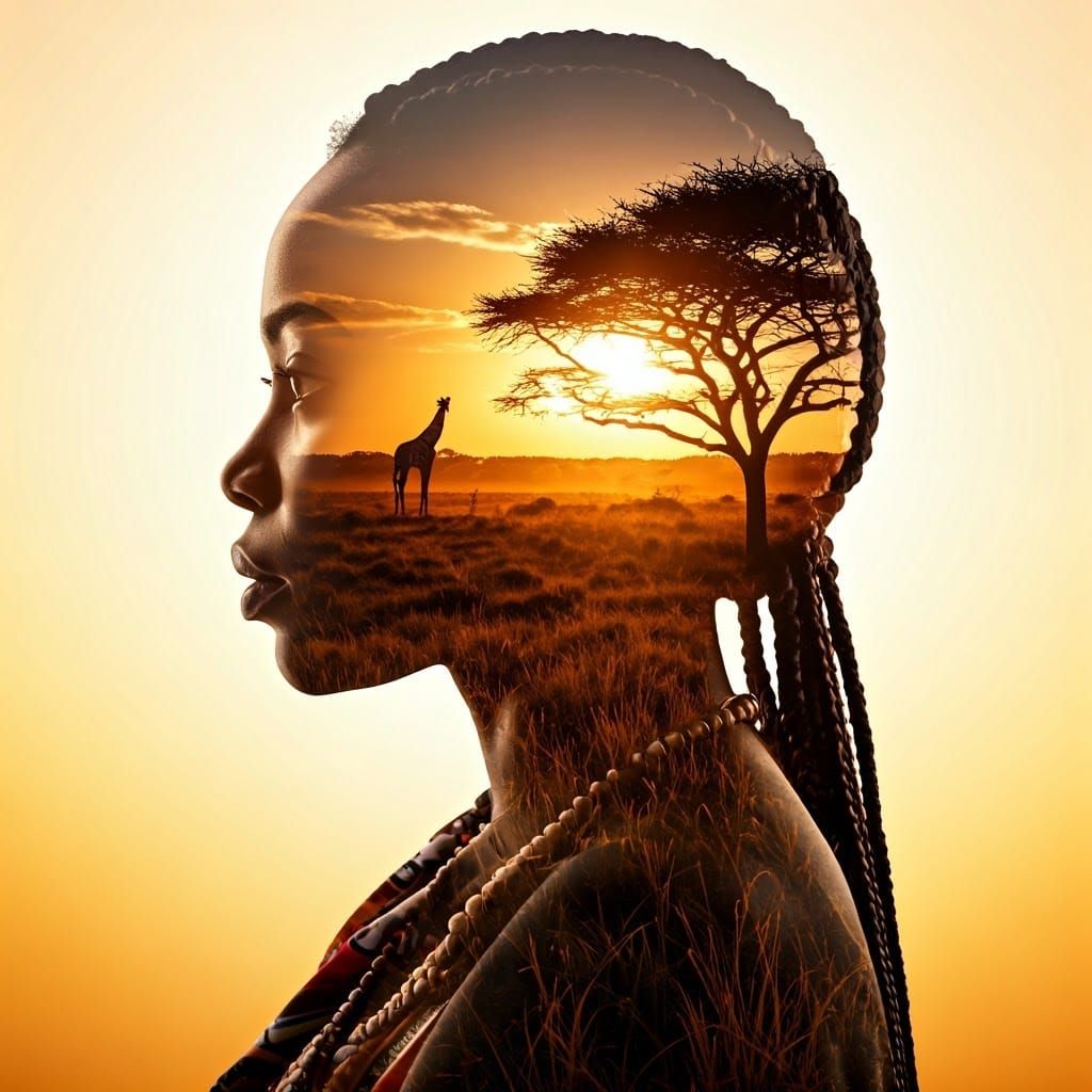African Goddess in Golden Wilderness